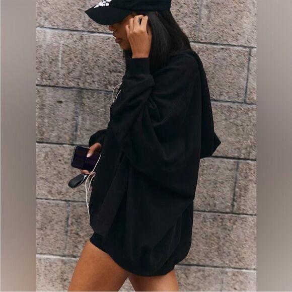 Free People Black Oversized Hoodie M - Picture 8 of 9